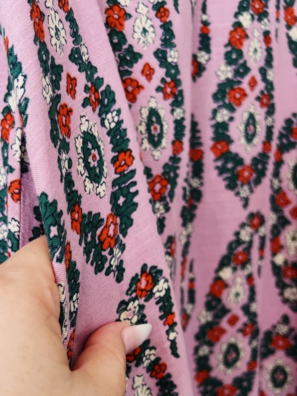 Knox Rose Pink/Purple Boho Floral Mini Dress Ruffle Hem Peasant Sleeve Size XS - Picture 4 of 8